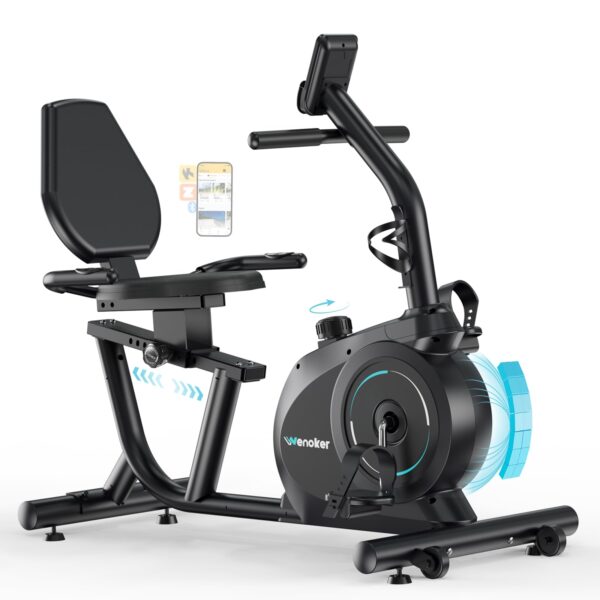 Wenoker Liege-Heimtrainer mit 16 Widerstandsstufen, Pulssensoren, LCD-Display und Rückenlehne, bis 160 kg
