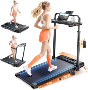 6-in-1 Laufband, klappbar, 3,0 HP, bis 12 km/h, 2–12 % Steigung, Tisch und RGB-Lichter, bis 150 kg