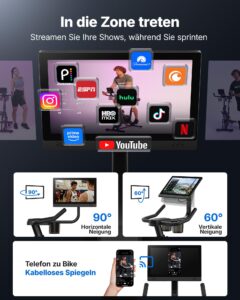 MERACH Heimtrainer mit 15,6 Zoll FHD-Display, Magnetbremse, App, Zwift und Kinomap, bis 136 kg – Bild 3