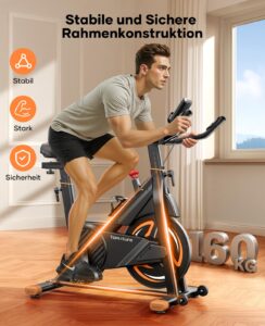 Toputure Heimtrainer mit 15 kg Schwungrad, Magnetwiderstand, Pulsmessung, App und Belastbarkeit bis 160 kg – Bild 7