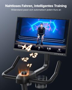 MERACH Heimtrainer mit 21,5 Zoll FHD-Display, automatischem Widerstand, App und Belastbarkeit bis 150 kg – Bild 3