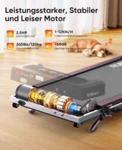 6-in-1 Laufband, klappbar, bis 12 km/h, 2,5 HP, Steigung, LED-Anzeige und Belastbarkeit bis 120 kg – Bild 3