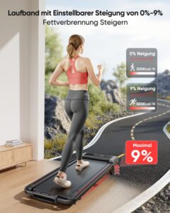 4-in-1 Walking Pad Laufband, klappbar, bis 12 km/h, 2,5 HP, Steigung, Fernbedienung und App – Bild 3