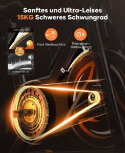 Toputure Heimtrainer mit 15 kg Schwungrad, Magnetwiderstand, Pulsmessung, App und Belastbarkeit bis 160 kg – Bild 4