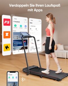 4-in-1 Walking Pad Laufband, klappbar, bis 12 km/h, 2,5 HP, Steigung, Fernbedienung und App – Bild 6