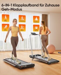 6-in-1 Laufband, klappbar, bis 12 km/h, 2,5 HP, Steigung, LED-Anzeige und Belastbarkeit bis 120 kg – Bild 5