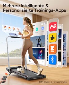6-in-1 Laufband, klappbar, bis 12 km/h, 2,5 HP, Steigung, LED-Anzeige und Belastbarkeit bis 120 kg – Bild 4