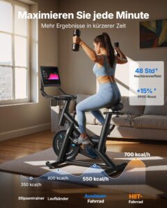 MERACH Heimtrainer mit 15,6 Zoll FHD-Display, Magnetbremse, App, Zwift und Kinomap, bis 136 kg – Bild 4