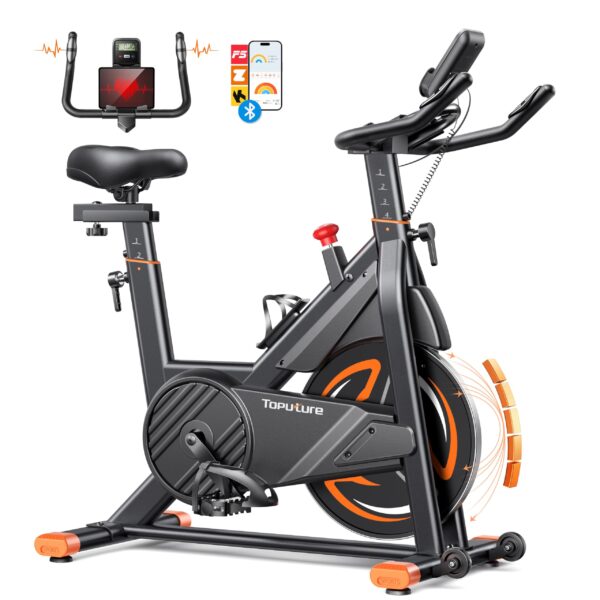 Toputure Heimtrainer mit 15 kg Schwungrad, Magnetwiderstand, Pulsmessung, App und Belastbarkeit bis 160 kg