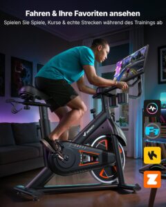 MERACH Heimtrainer mit 21,5 Zoll FHD-Display, automatischem Widerstand, App und Belastbarkeit bis 150 kg – Bild 4