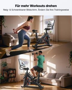 MERACH Heimtrainer mit 21,5 Zoll FHD-Display, automatischem Widerstand, App und Belastbarkeit bis 150 kg – Bild 8