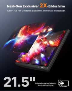 MERACH Heimtrainer mit 21,5 Zoll FHD-Display, automatischem Widerstand, App und Belastbarkeit bis 150 kg – Bild 2